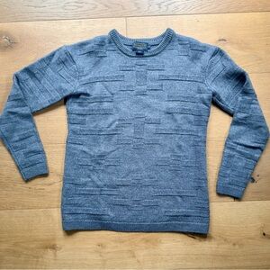 Pendleton Wool Women Raised Geometric Textured Knit Crew Neck Sweater Gray Small